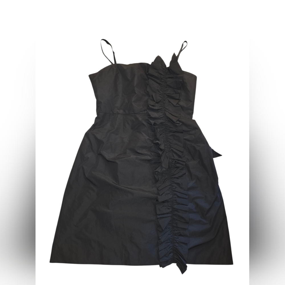 BCBGMaxAzria Black Strapless Ruffle-Front Dress
